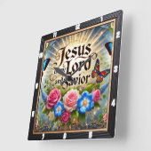 イエズロードセイバーフローラ蝶 スクエア壁時計 (傾斜)