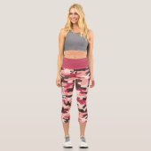 イエットピンクとマゼンタカモフラージカプリーレギンス カプリレギンス (正面)