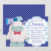 イエティが少年アブミナブル・スノーマンの誕生日を祝う 招待状 (正面/裏面)