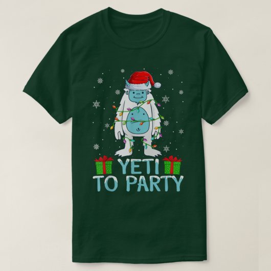 イエティへパーティークリスマスライツサンタイェティクリスマス Tシャツ (デザイン正面)
