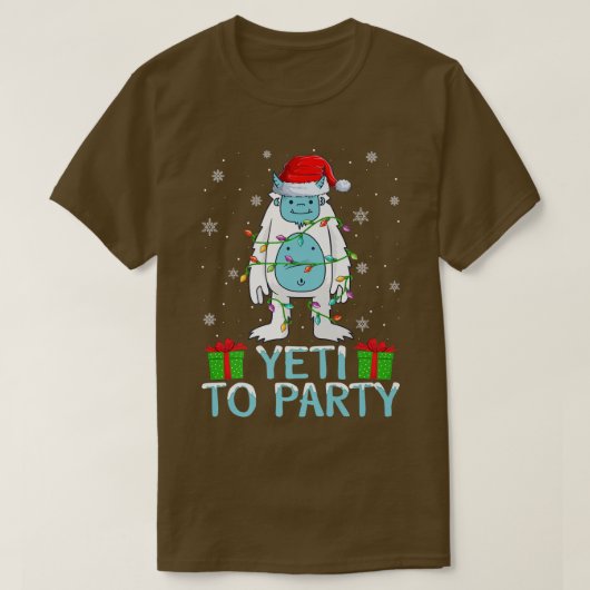 イエティへパーティークリスマスライツサンタイェティクリスマス Tシャツ (デザイン正面)