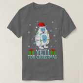 イエティクリスマスライトサンタハットイエティのクリスマス Tシャツ (デザイン正面)