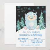 イエティ冬の男の子の誕生日招待状、イエティの招待状 招待状 (正面/裏面)