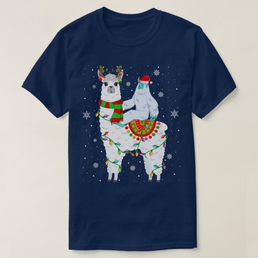 イエティ恋人クリスマスライツサンタヤティライディングラマChr Tシャツ (デザイン正面)