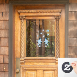 イエティ&スノーフレークスクリスマスウィンドウデカール ウィンドウサイン