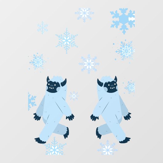 イエティ&スノーフレークスクリスマスウィンドウデカール ウィンドウサイン (シート)