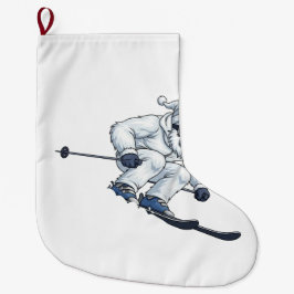 イエティ 雪男 スキー 楽しい ホリデー ラージクリスマスストッキング