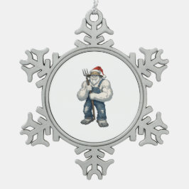 イエティ 雪男 農家 おかしい ホリデー ファーム スノーフレークピューターオーナメント