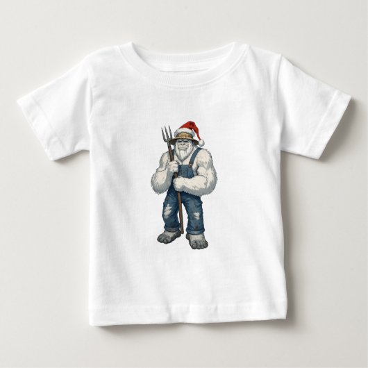 イエティ 雪男 農家 おもしろい ホリデー ファーム  ベビーTシャツ (正面)