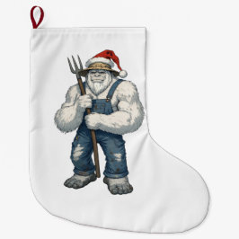 イエティ 雪男 農家 おもしろい ホリデー ファーム ラージクリスマスストッキング