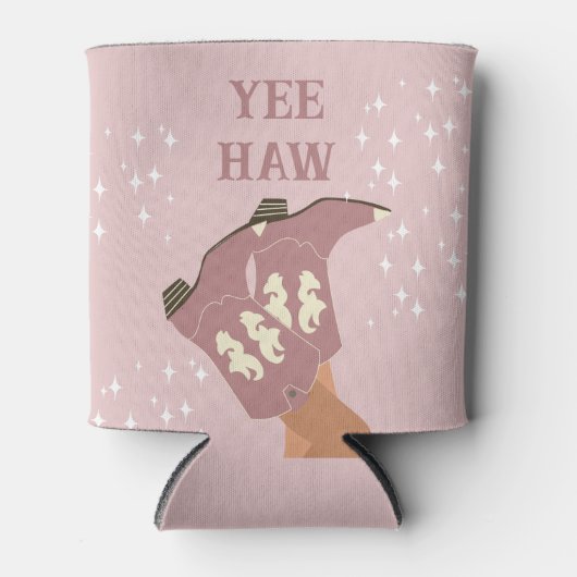 イエハウウエスタンロデオカウボーイブーツ赤面ピンク 缶クーラー (正面)
