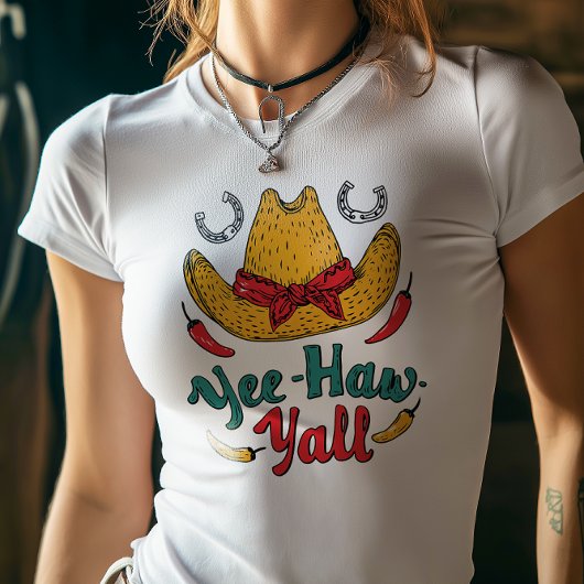 イエハウエオール女性のカーボーイハットデザイン トライブレンドＴシャツ