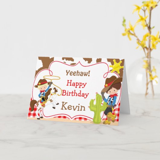 イエハウカウボーイウェスタンバースデーパーティー カード (黄色い花)