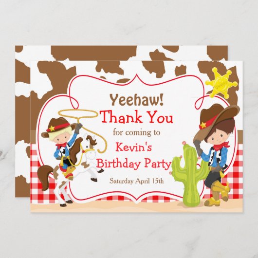 イエハウカウボーイウェスタンバースデーパーティー サンキューカード (正面/裏面)
