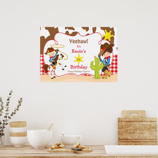 イエハウカウボーイウェスタン誕生日ポスターボーイ ポスター (キッチン)