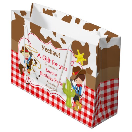 イエハウカウボーイウェスタン誕生日 ラージペーパーバッグ (正面アングル)