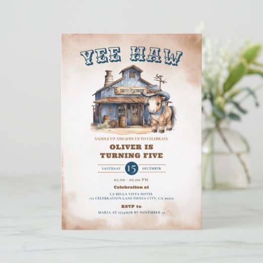 イエハウカウボーイロデオワイルドウエストランチ5誕生日 招待状 (スタンド正面)