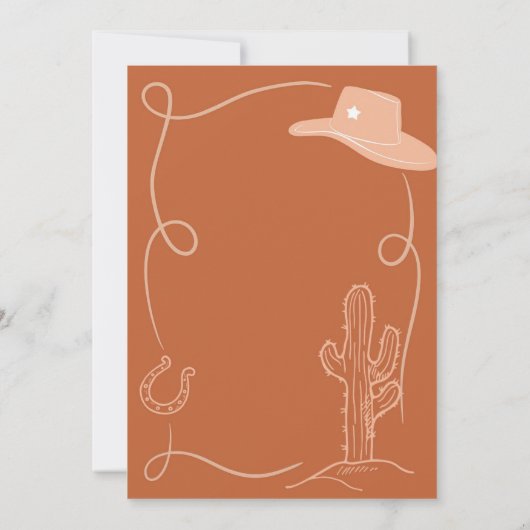 イエハウディスコカウボーイファーストロデオ誕生日ボーイ 招待状 (裏面)