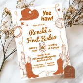 イエハウディスコカウボーイファーストロデオ誕生日ボーイ 招待状