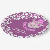 イエハウパープルディスコ女性のカーボーイロデオ誕生日 ペーパープレート (アングル)