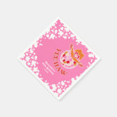 イエハウピンクディスコ女性のカーボーイロデオ誕生日 スタンダードカクテルナプキン (角)