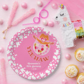 イエハウピンクディスコ女性のカーボーイロデオ誕生日 ペーパープレート (パーティー)