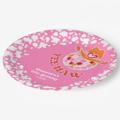 イエハウピンクディスコ女性のカーボーイロデオ誕生日 ペーパープレート (アングル)