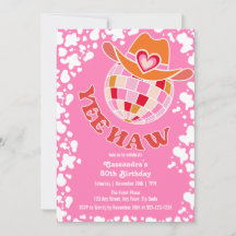 イエハウピンクディスコ女性のカーボーイロデオ誕生日