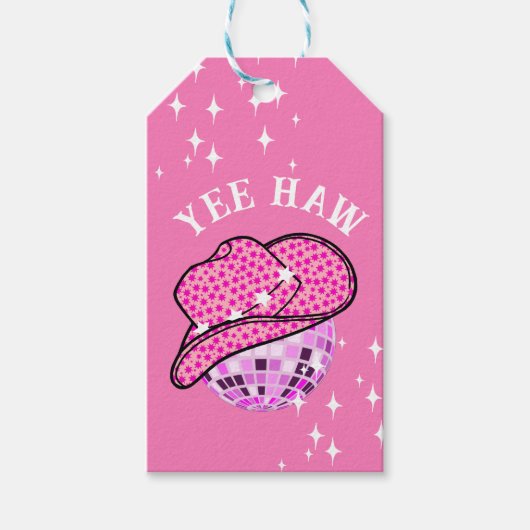 イエハウピンクパープル女性のカーボーイディスコロデオ ギフトタグ (正面)