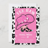 イエハウピンク女性のカーボーイロデオ30歳 招待状 (正面)