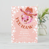 イエハウピーチディスコ女性のカーボーイロデオ誕生日 招待状 (スタンド正面)