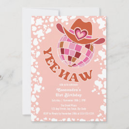 イエハウピーチディスコ女性のカーボーイロデオ誕生日 招待状