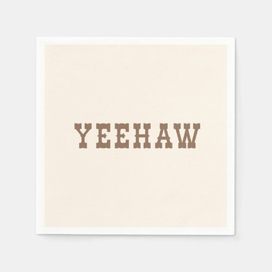 イエハウマイファーストロデオバースデーパーティープレートニュートラル スタンダードカクテルナプキン (正面)