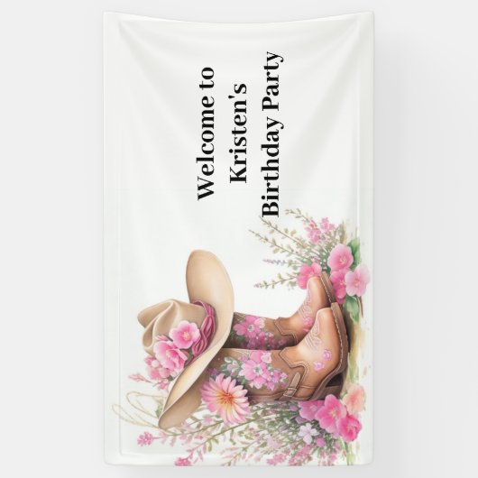 イエハウワイルドウエスト女性のカーボーイ誕生日 横断幕 (縦)