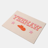 イエハウ+カウボーイまたは女性のカーボーイ帽子 ドアマット (アングル)