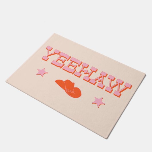 イエハウ+カウボーイまたは女性のカーボーイ帽子 ドアマット (アングル)