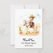 イエハウ・フィエスタ！ウォーター・カラー・カウボーイ・ベビーシャワー サンキューカード (正面)