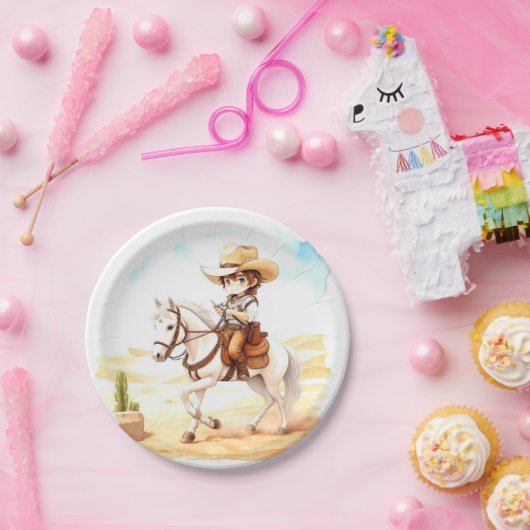 イエハウ・フィエスタ！ウォーター・カラー・カウボーイ・ベビーシャワー ペーパープレート (パーティー)