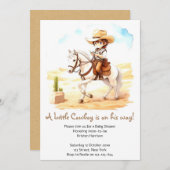 イエハウ・フィエスタ！ウォーター・カラー・カウボーイ・ベビーシャワー 招待状 (正面/裏面)