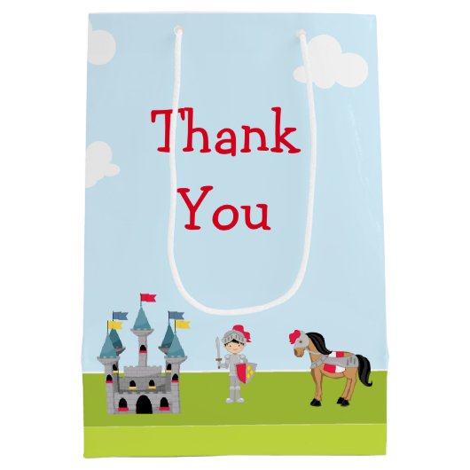 イエブルネットかわいいナイト誕生日パーティーを聞く ミディアムペーパーバッグ (裏面)