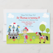 イエブロンドかわいい騎士の誕生日パーティーを聞く 招待状 (正面)