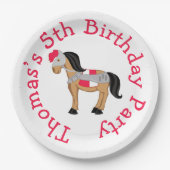 イエブロンドかわいい騎士の馬を聞く ペーパープレート (正面)