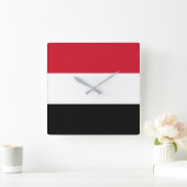 イエメンの旗 スクエア壁時計 (ホーム)