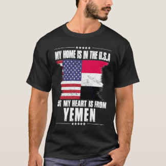 イエメンアメリカンパトリオ誇りを持ったット育ちホームハートUSA Tシャツ