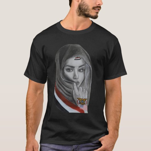 イエメンルーツのアメリカンガール - イエメンの国旗 Tシャツ (正面)