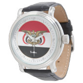 イエメン国旗とイエメンファッション、アラビア数字/デザイン 腕時計 (アングル)