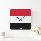 イエメン国旗の輝く愛国心 スクエア壁時計 (ホーム)