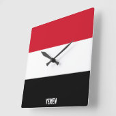 イエメン国旗の輝く愛国心 スクエア壁時計 (傾斜)