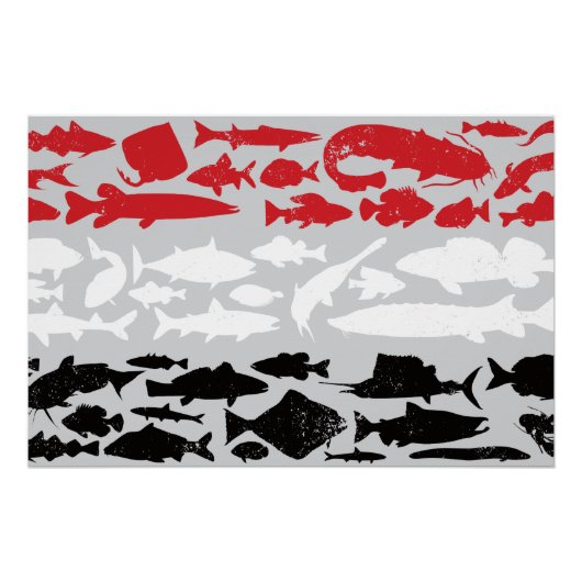 イエメン国旗の魚製 – 魚釣りデザイン ポスター (正面)