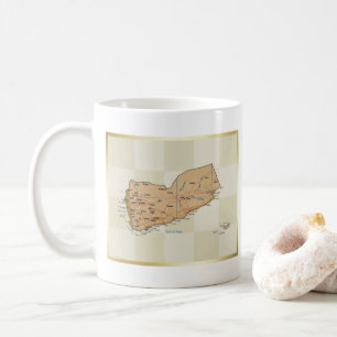 イエメン国旗+地図マグカップ コーヒーマグカップ